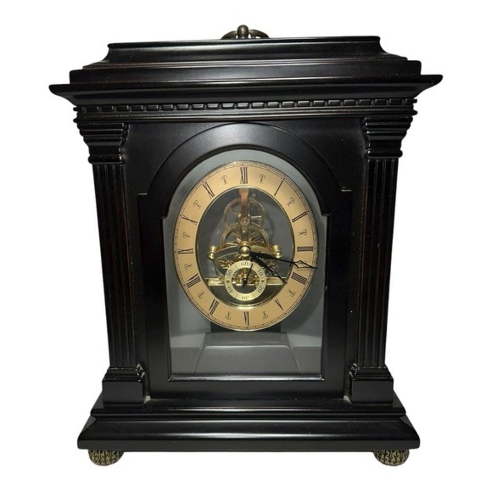Vintage Bombay Company 2004 Mahogany Wood Quartz Movement Mantle Floating Clock
